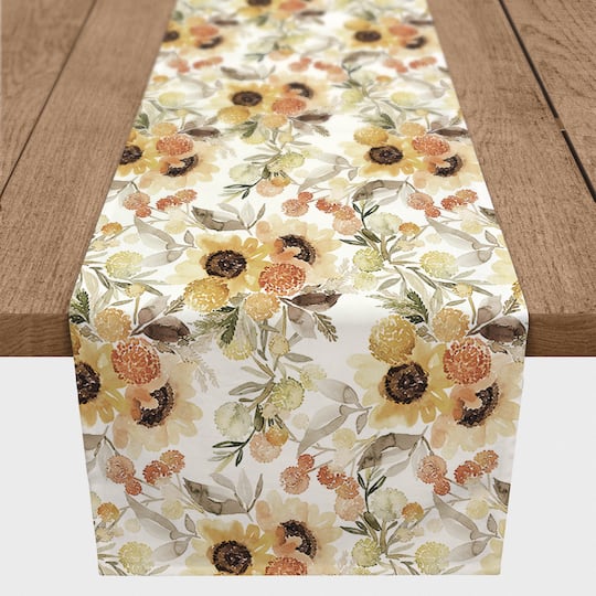 90&#x22; Fall Sunflowers Poly Twill Table Runner